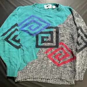 Vintage Henry Grethel Geometric Colorblock Knit Sweater Men’s Large